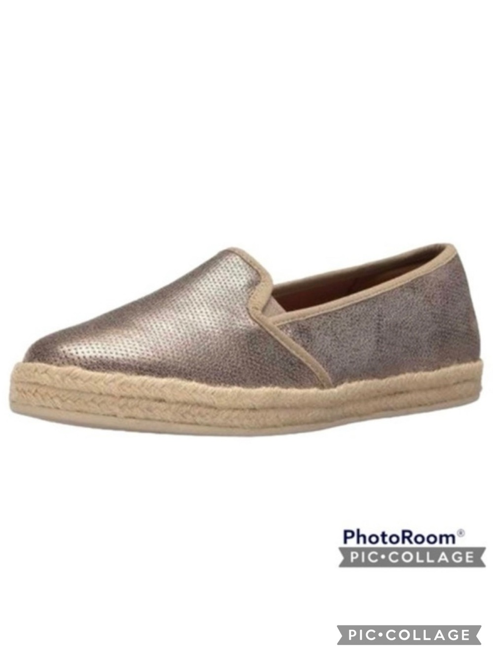 Clarks Azella Theoni Flats Espadrille Jute Metallic Perforated 9W Comfort